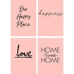 Artland Poster »Ort Glück Liebe Home sweet Home«, Sprüche & Texte, (4 St.), Poster, Wandbild, Bild, Wandposter Artland Farbe Bild(er): schwarz