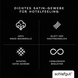 schlafgut Kissenbezug Woven Satin 80 x 80 cm Schwarz