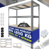 Masko MASKO® Schwerlastregal Lagerregal Kellerregal 160x160x40cm, verstellbare Ablagen, MDF-Platten Regal aus Metall, Steckregal, Werkstattregal Stahlgestell Garage Werkbank