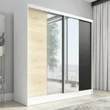A&J MöbelLand Schiebetürenschrank DUO 200 x 215 x 59,5 cm Weiß/Schwarz