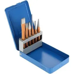 Gedore Werkzeugsatz, Set 6-teilig, gefüllt, in Metallkassette, Meißel, Körner, Treiber, Werkzeug 106 D