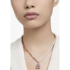 Swarovski Kette mit Anhänger TEDDY rosa / Kristall, Messing