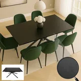 Mendler Esszimmertisch HWC-O57, Ausziehtisch Esstisch, Eisen MDF ausziehbar 160-200x90cm ~ Stein-Optik schwarz