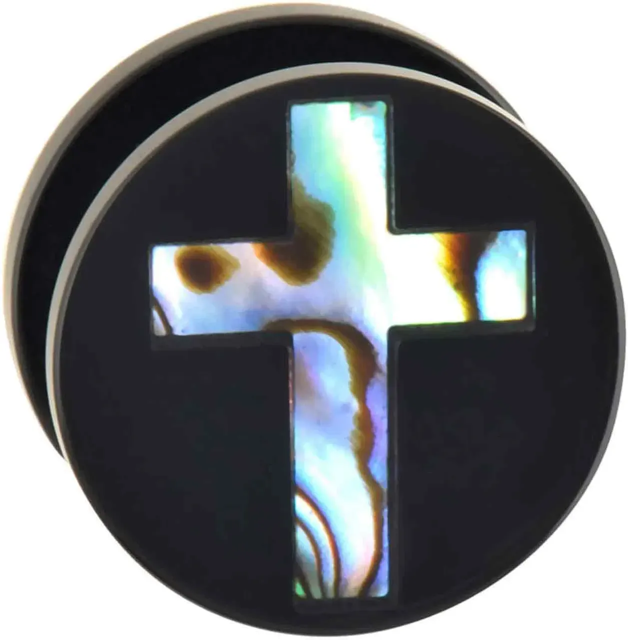 Acryl Plug mit Abalone-Muschel KREUZ