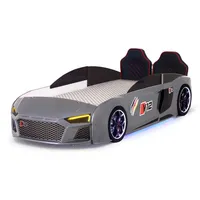 Kinder Autobett V12 Full mit Sound & LED Scheinwerfer in Grau - Schwarz