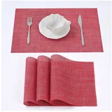 simurq Platzset - Tischsets Abwaschbar / Rutschfest und Waschbar, (Platzdeckchen in 45x30 cm - Tischunterlage -, 4-St., Set mit 4 oder 6 Tischsets), Tischuntersetzer für Esszimmer und Küche rot
