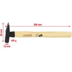 KS Tools Schlosserhammer mit Hickorystiel, 100g