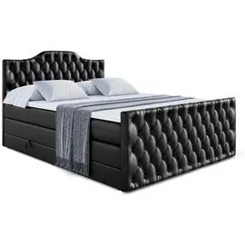 altdecor Boxspringbett Schwarz Hochglanz, Holzwerkstoff, Höhe ca. 20 cm 140x200 cm, Schlafzimmer, Betten, Boxspringbetten