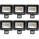 6pcs 20W LED Strahler Fluter Spot Außenstrahler Flutlich mit Bewegungsmelder,Greenmigo Warmweiß Wandstrahler Schwarz Aluminium IP65 Wasserdicht A... - Schwarz