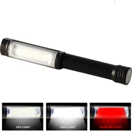 VELAMP Aluminium COB Taschenlampe 3W 400 Lumen, rot blinken IN256 schwarz