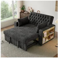Odikalo Schlafsofa Schlafcouch mit Schlaffunktion, Zweisitzer mit USB & Kissen, modernes Klappsofa mit Stauraum und Schlaffunktion, Getränkehalter, USB-Ladeanschluss und Kissen, platzsparende Couch für Wohnzimmer, Schlafzimmer und Gästezimmer, Beige / Grau grau