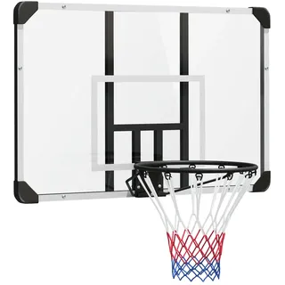 sportnow Basketballkorb mit Korb, Basketballnetz mit Ø45 cm Stahlkorb und Netz, Wandmontage, für Outdoor, Stahl, 113 x 61 x 73 Weiß
