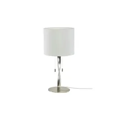 Trio Tischleuchte  NIckel matt mit Stoffschirm   , silber , Maße (cm): H: 62  Ø: 30