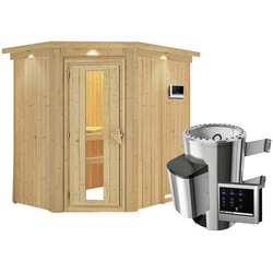 KARIBU Sauna »Wenden«, inkl. 3.6 kW Saunaofen mit externer Steuerung, für 3 Personen - beige