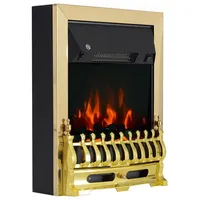 Homcom Elektrokamin Kamin Kaminofen Elektrischer Standkamin Flammeneffekt 1000/2000W 48,2 x 18,5 x 59,2 cm Gold