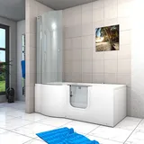 SeniorBad Seniorendusche und Wanne mit Whirlpool S12D-AIR-R-EC Dusche 85x170cm - Weiß