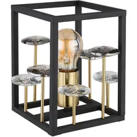 GLOBO Tischleuchte Beistellleuchte Nachttischlampe Kristall E27 schwarz gold Glas