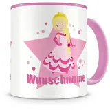 Samunshi® Kindertasse mit Namen Tasse süße Prinzessin Personalisierte Tasse mit Namen Kinder Kinderbecher mit Namen Kindergarten rosa 300ml