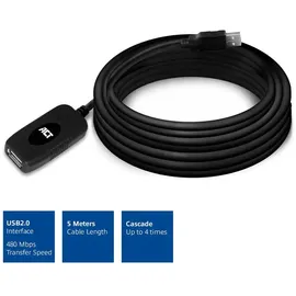 Act USB Kabel 5 m 2.0 USB A Schwarz (AC6005)