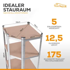 Tronitechnik Schwerlastregal Holz/Metall 40 x 40 x 70 x 70 x 180 cm silber