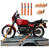 Trutzholm 4 Gurtschlaufen Doppelschlaufe + 4 Spanngurte Motorradspanngurt Sicherung ORANGE