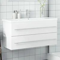VidaXL Waschbeckenunterschrank mit Einbaubecken Weiß