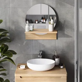 Vicco Badezimmerspiegel Elyra, Goldkraft Eiche, 40 x 47.5 cm mit Ablage, Vicco