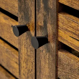 Songmics VASAGLE Waschbeckenunterschrank, mit 2 Lamellentüren, Verstellbarer Einlegeboden - Braun/Schwarz