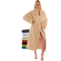 RIEMTEX Bademantel Damen und Herren flauschiger Morgenmantel Baumwolle Bamboo & Microfaser Made in Austria (Beige, S) - S