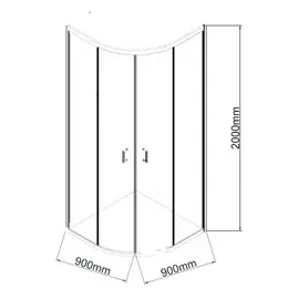 Aurlane Runddusche mit Schiebetür 90 x 200 cm Duschwanne schwarz Klarglas
