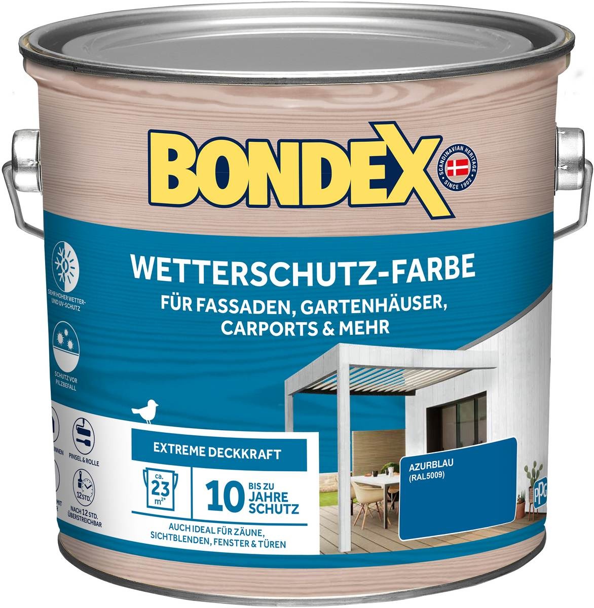 BONDEX Wetterschutz-Farbe, witterungsbeständig, hohe Deckkraft, verschiedene Farben und Grössen