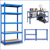 200x100x50cm Schwerlastregal Lagerregal Steckregal Metallregal Kellerregal Werkstattregal Regal Steckregal mit 5 MDF Regalböden, bis 875 kg Traglast, Garagenregal Blau