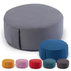 Yogakissen Bodenkissen rund H 14xø31 cm mit Buchweizenschalen Meditationskissen Sportkissen : grau - coolgray