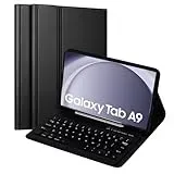 KTOITION Schutzhülle mit Tastatur für Samsung Tab A9 8,7 Zoll, Bluetooth-Tastatur, abnehmbar, für Samsung Galaxy Tab A9 2023, Schwarz