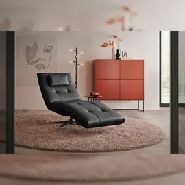 KAWOLA Relaxliege LETICIA motorisch mit Nackenkissen und Akku Leder schwarz