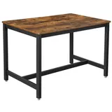 VASAGLE Esstisch braun rechteckig, 4-Fuß-Gestell schwarz, 120,0 x 75,0 x 75,0 cm