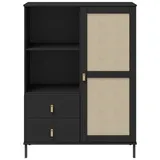 Woodroom Highboard Moderner Schrank Valencia, Wohnzimmerschrank aus Kiefer,schwarz,100x136x40cm schwarz