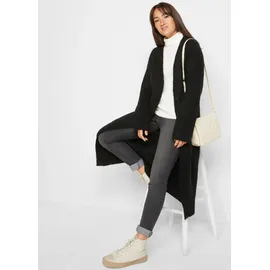 bonprix Strickmantel BONPRIX, Damen, Gr. 44/46 (L), schwarz, Strick, Obermaterial: 66% Polyacryl, 17% Polyester, 15% Polyamid, 2% Elasthan, unifarben, loose fit ca.
