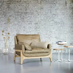 Sessel aus Leder und massivem Eichenholz Woodnest Cheyenne hohe Qualität Design ,1-Sitz