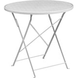 Flash Furniture Oia Klappbarer Terrassentisch aus Stahl für drinnen und draußen, 76,2 cm, rund, Metalllegierung, Weiß