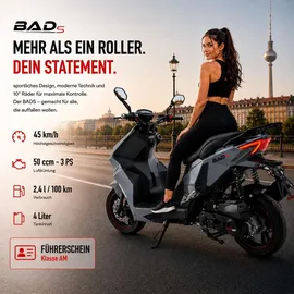 Burnout BAD s 50 ccm 3,0 PS 45 km/h Grau