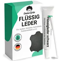 Emma Grün Emma Grün® Flüssigleder Reparatur Set Schwarz [1x7ml] - Leder Kratzer entfernen für Risse & Löcher - Leder Reparatur Set - Lederpflege Set für Sofa & Autositze - Kunstleder Reparaturset