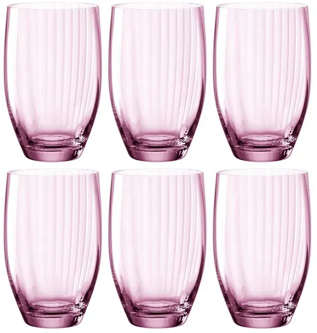 6er-Set Leonardo Longdrinkglas Poesia 460 ml Kristall, Kristalloptik Rosa Rose