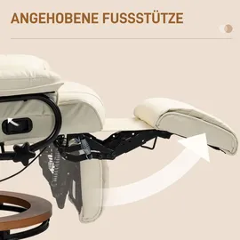 Homcom Relaxsessel Fernsehsessel mit Liegefunktion, Fußstütze, Cremeweiß