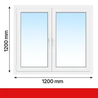 DRUTEX Iglo 5 Fenster 120x120 cm – Kunststoff, Weiß, 2-flügelig, Dreh-Kipp, 2-fach verglast
