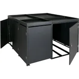 Mendler 3er-Mülltonnenverkleidung / 2er-Fahrradgarage mit Pflanzkasten HWC-N79, abschließbar 130x193x208 cm Metall anthrazit