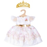 Heless 1132 - Prinzessinnen-Kleid für Puppen im Design Kirschblüte mit goldener Krone, Gr. 28-35 cm