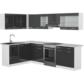 Vicco Eckküche Rick Weiß/Anthrazit Hochglanz 267 x 167 cm AP Marmor