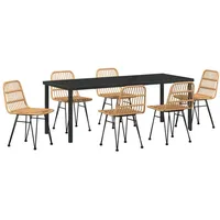VidaXL 7-teiliges Garten-Essset Braunes Poly Rattan