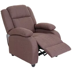 Fernsehsessel Glasgow, Relaxsessel Liege Sessel, Stoff/Textil ~ mahagony